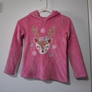 Cynthia Rowley Girls Pink Hoodie with Glitter Deer Design Size M 7/8
